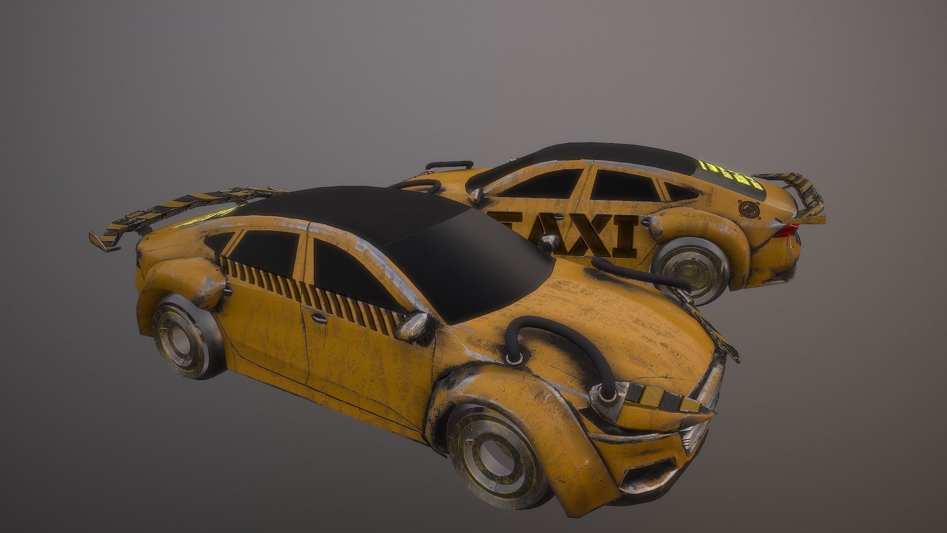 Cyberpunk Taxi  Low-poly 3D model_16