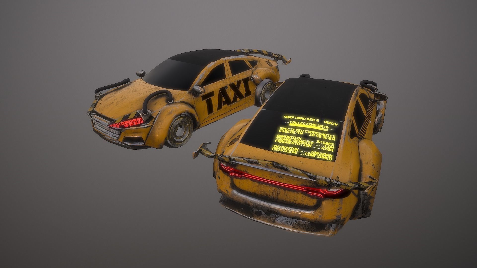 Cyberpunk Taxi  Low-poly 3D model_14