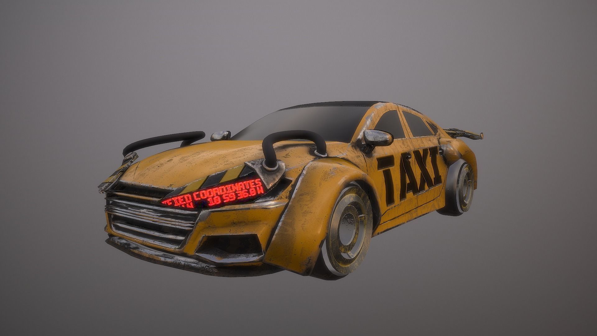 Cyberpunk Taxi  Low-poly 3D model_3