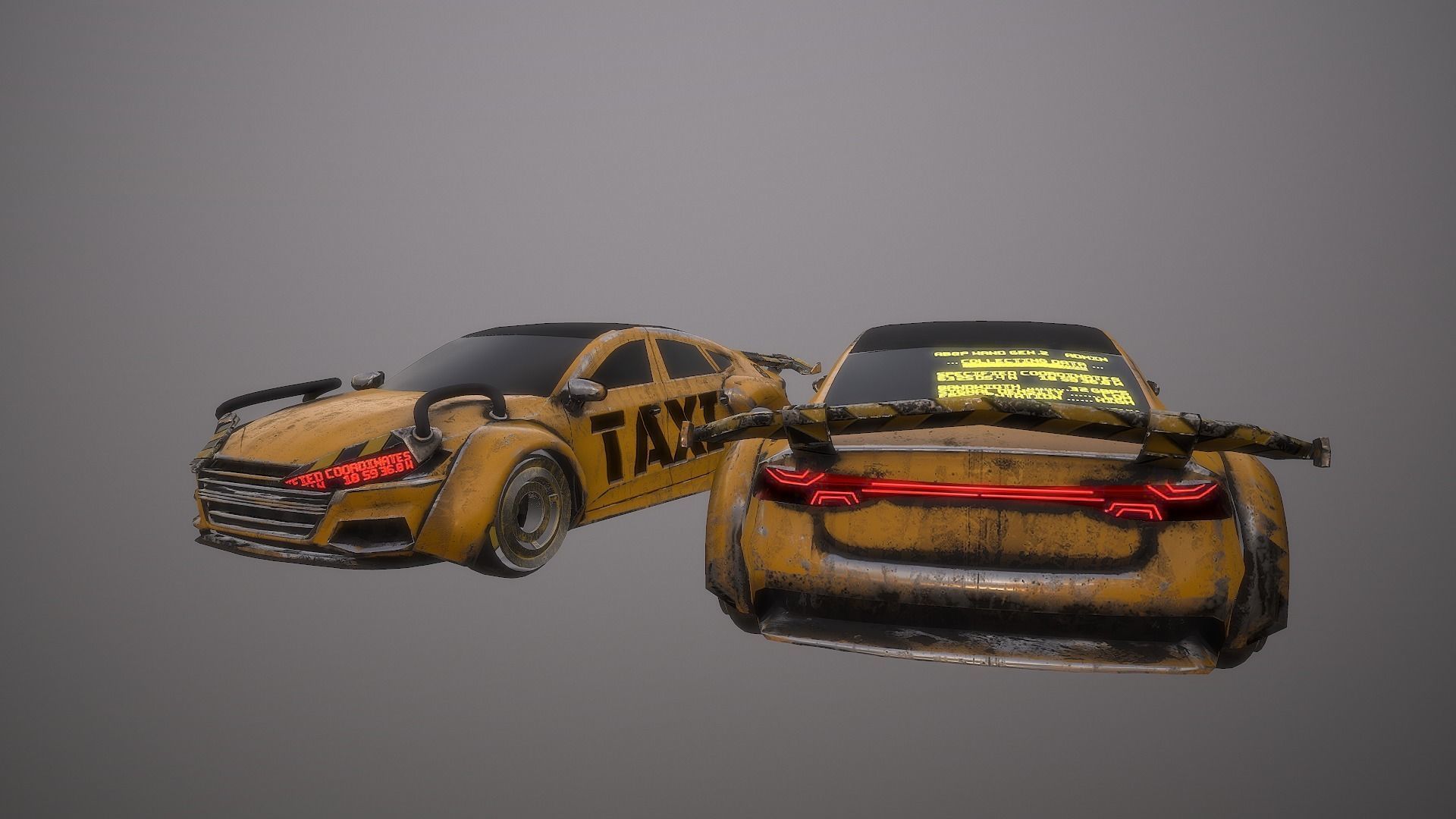 Cyberpunk Taxi  Low-poly 3D model_2