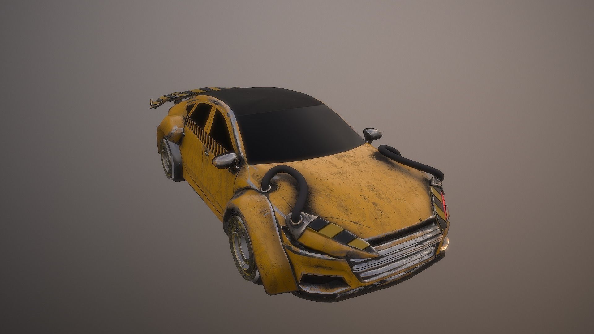 Cyberpunk Taxi  Low-poly 3D model_9