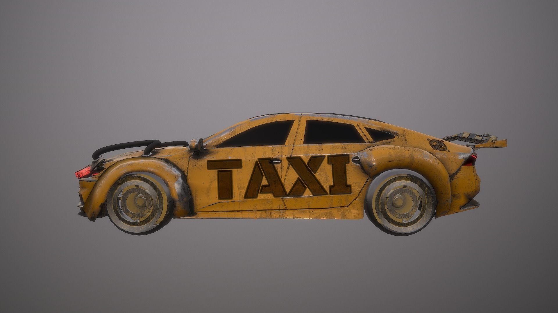 Cyberpunk Taxi  Low-poly 3D model_4