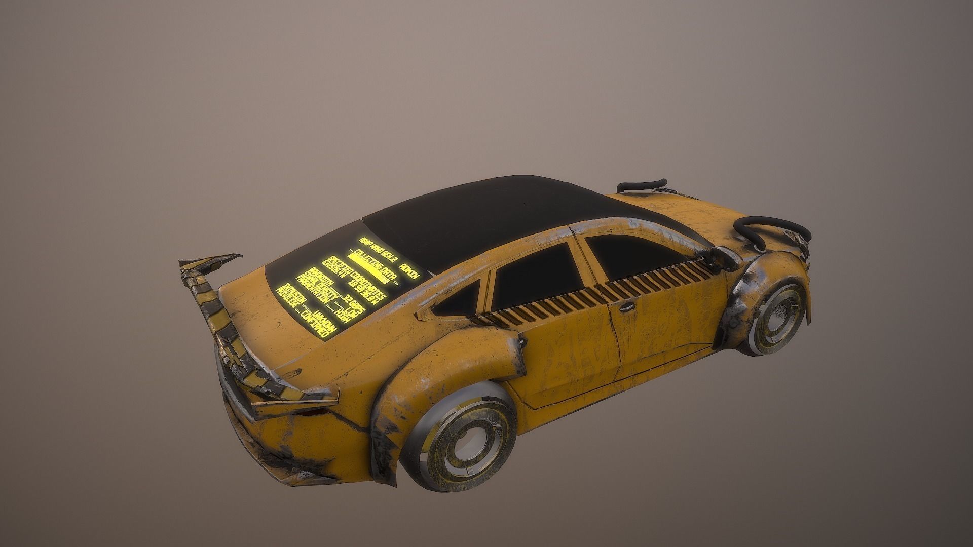 Cyberpunk Taxi  Low-poly 3D model_7