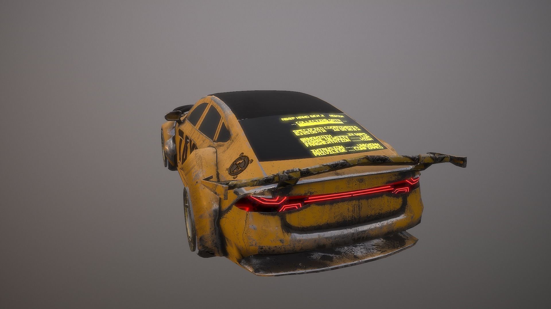Cyberpunk Taxi  Low-poly 3D model_5