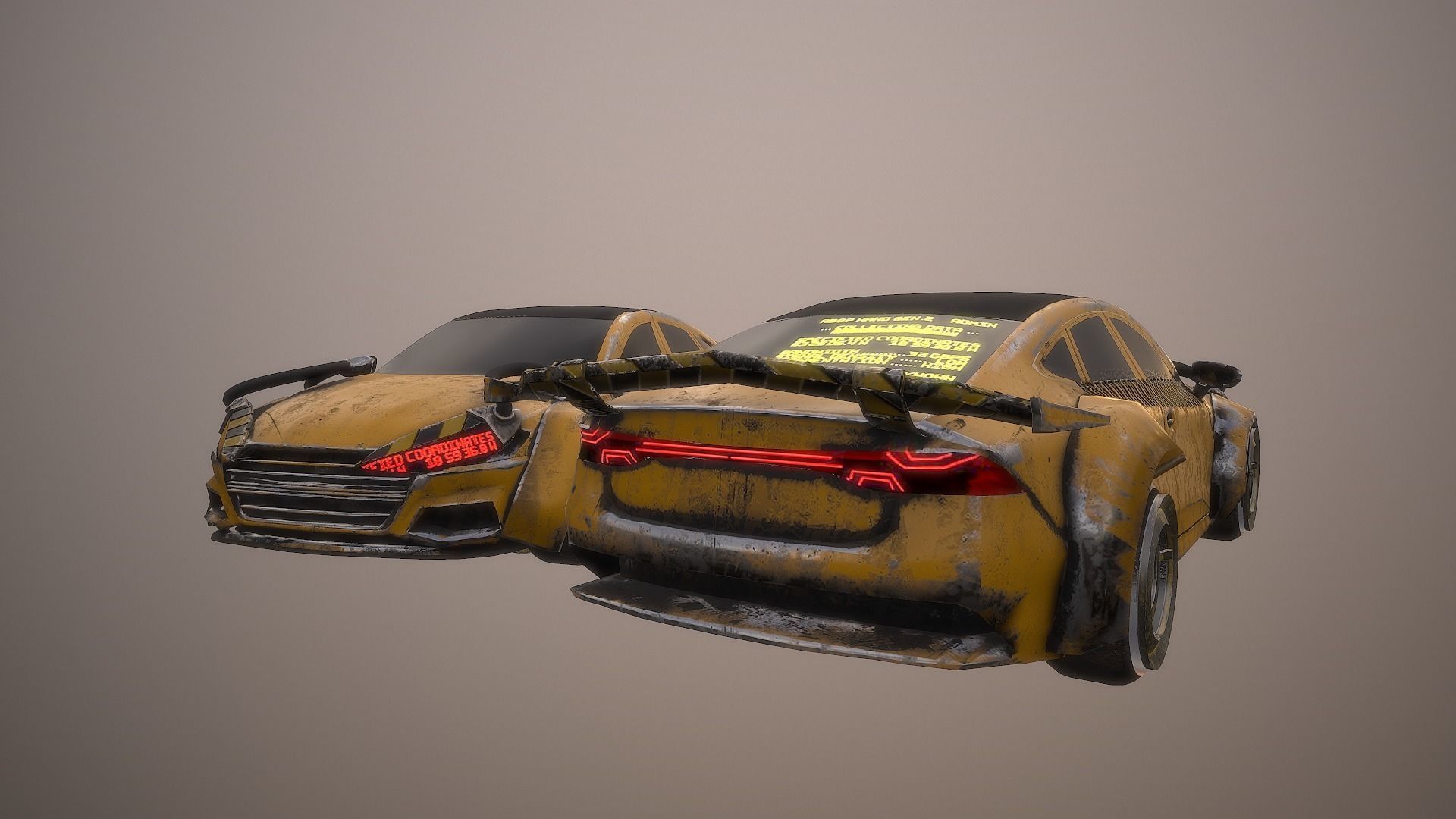 Cyberpunk Taxi  Low-poly 3D model_15