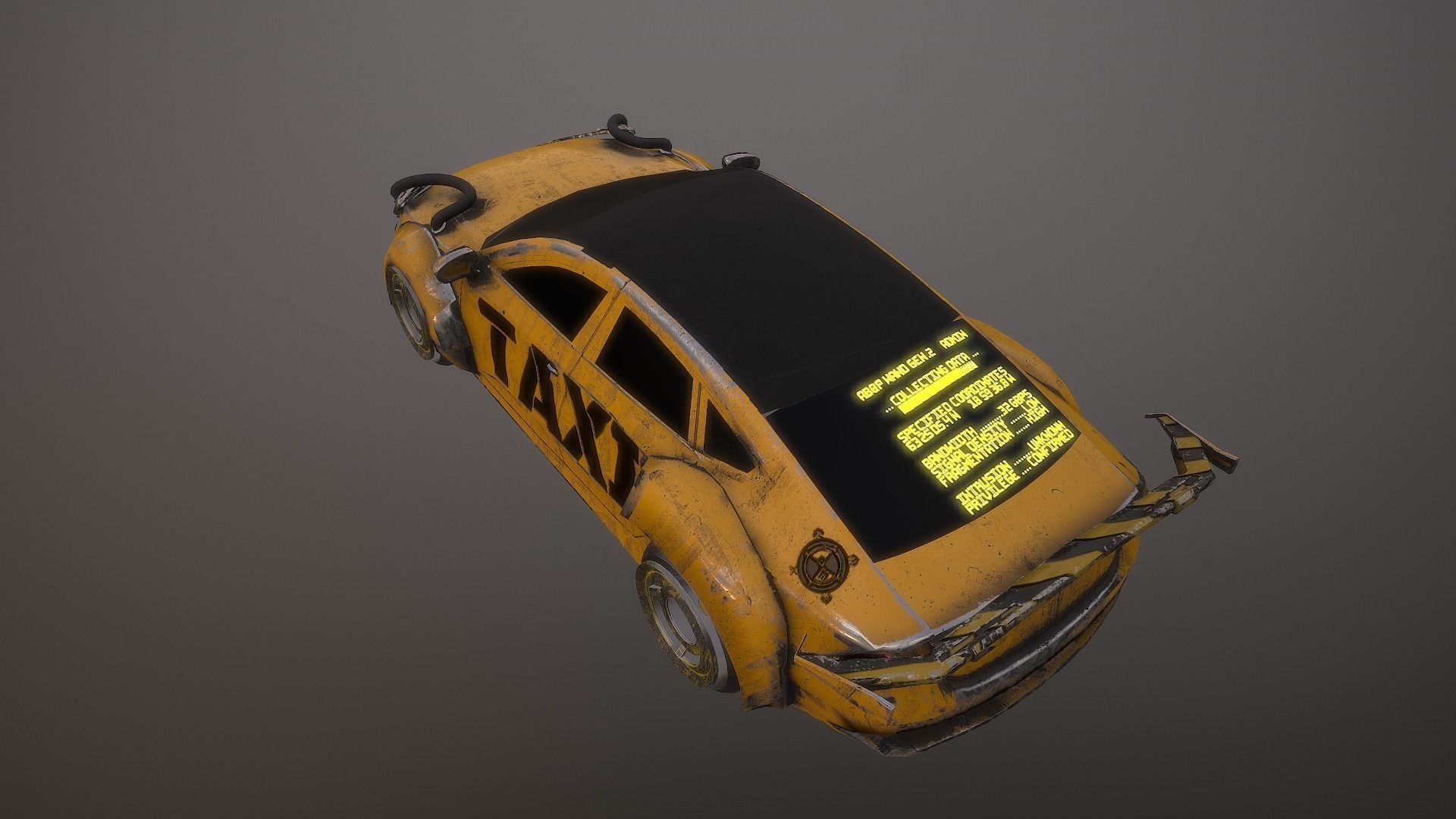 Cyberpunk Taxi  Low-poly 3D model_12