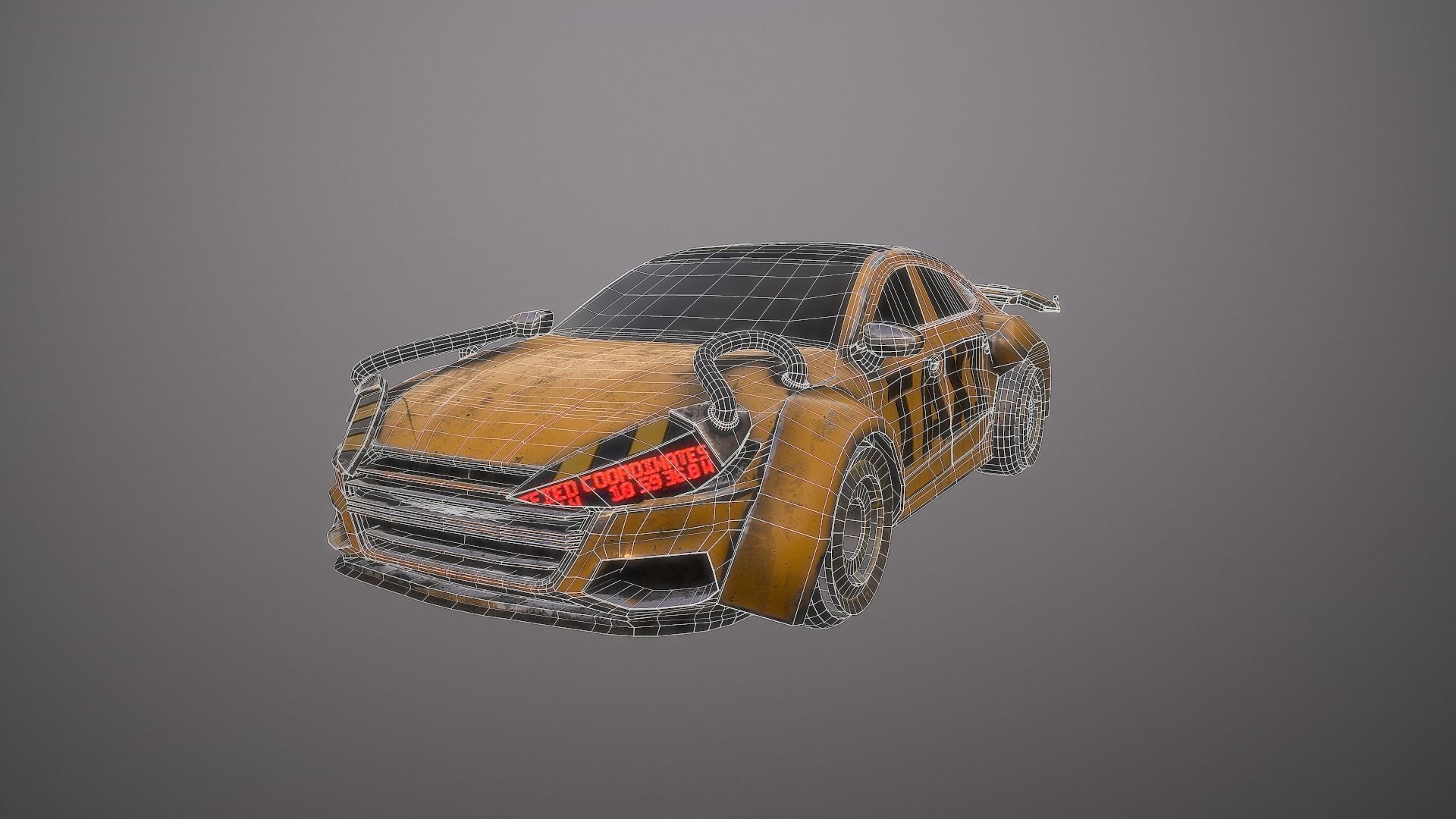 Cyberpunk Taxi  Low-poly 3D model_17