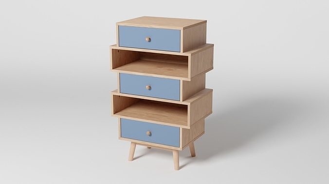 MORADA 3 Drawer Chest Brown 3D model