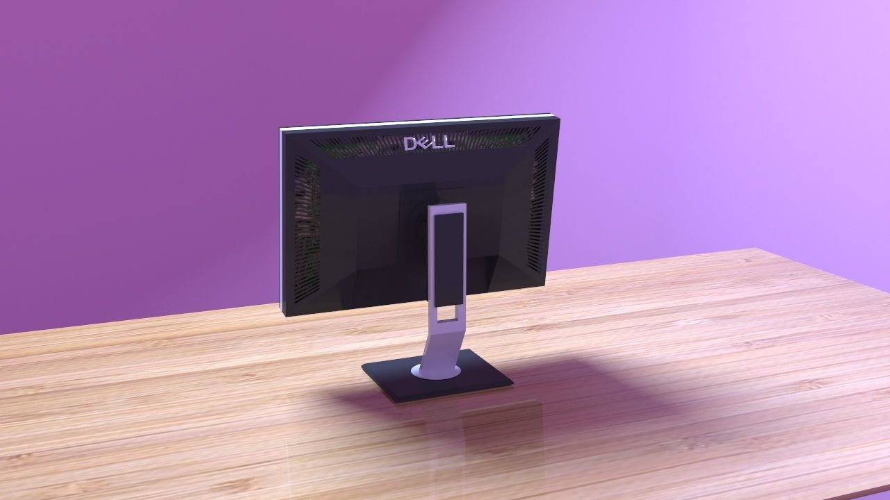 Monitor on desk 3D model_6