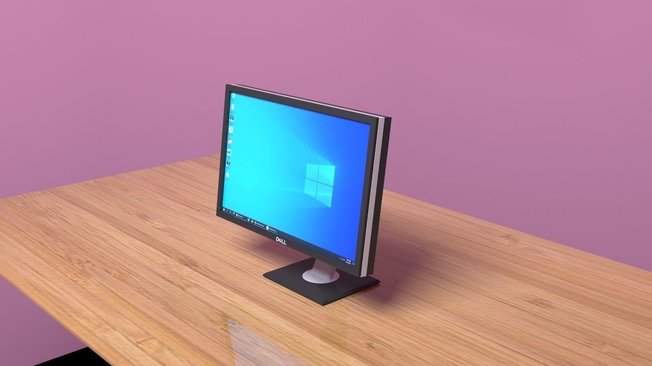 Monitor on desk 3D model_2