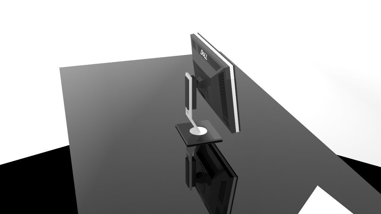 Monitor on desk 3D model_12
