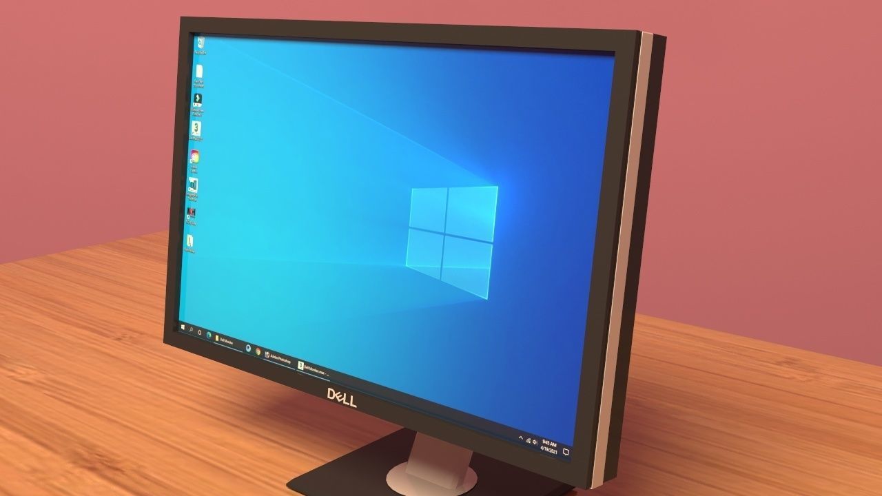 Monitor on desk 3D model_8