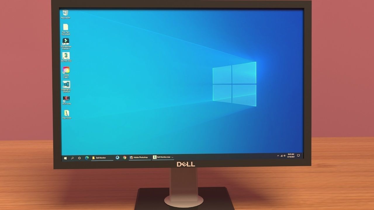 Monitor on desk 3D model_9