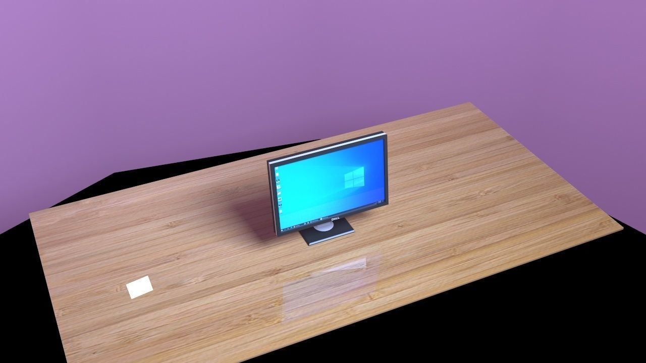 Monitor on desk 3D model_10