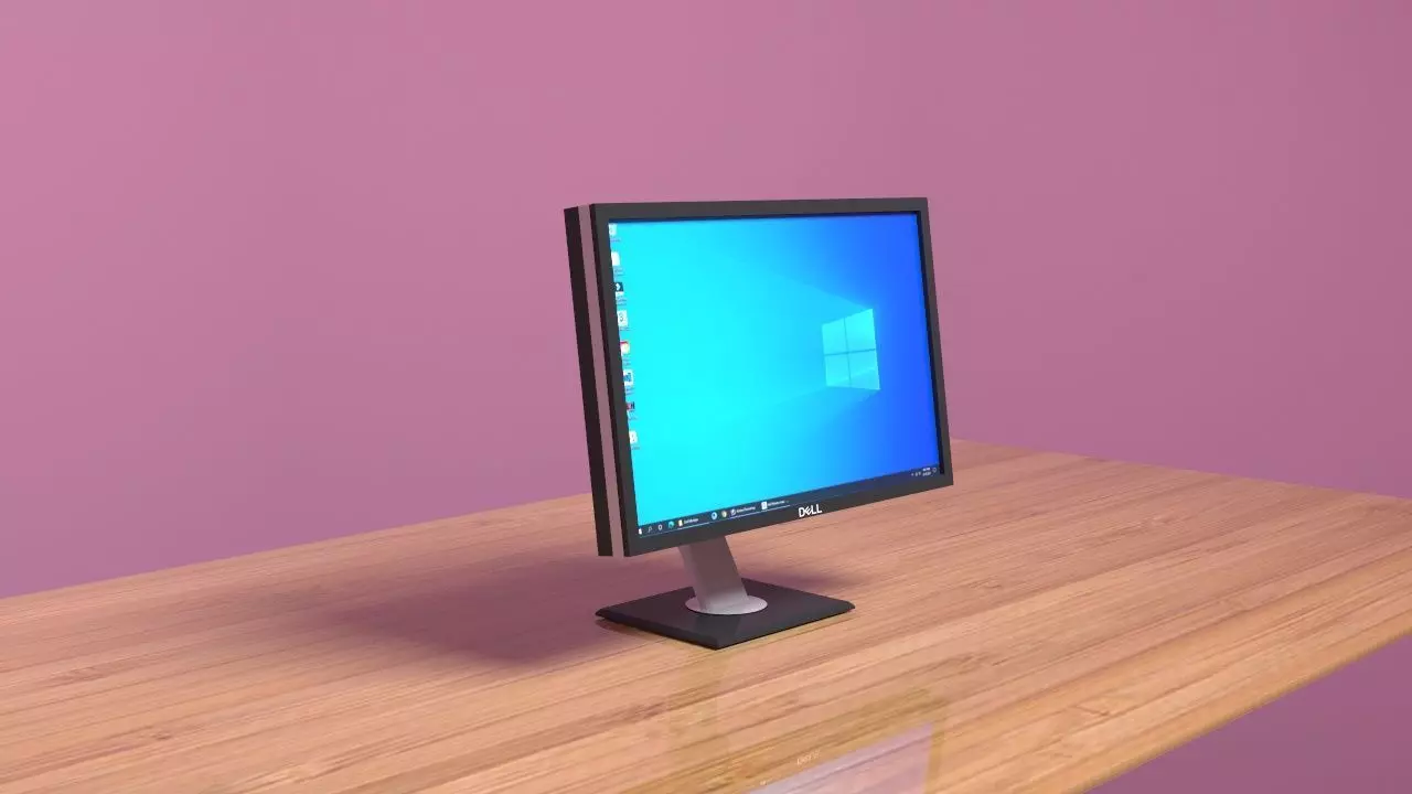 Monitor on desk 3D model_0