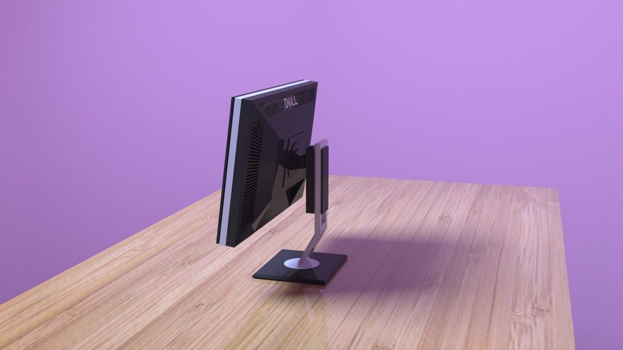 Monitor on desk 3D model_7