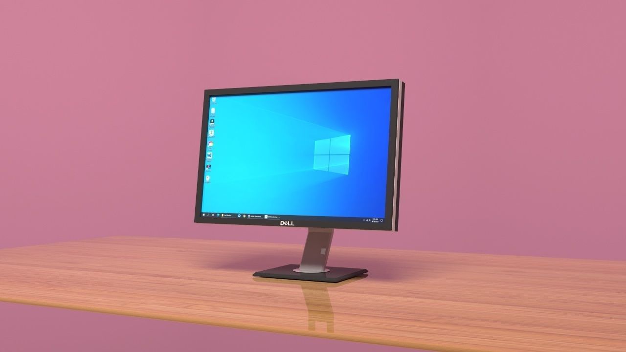 Monitor on desk 3D model_3