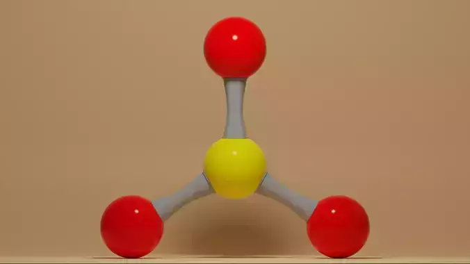 Sulfur Trioxide Molecule SO3 Low-poly 3D model
