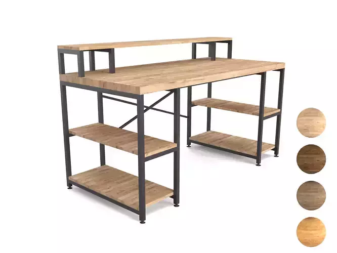loft table for office with shelves for computer FOUR COLORS 3D 