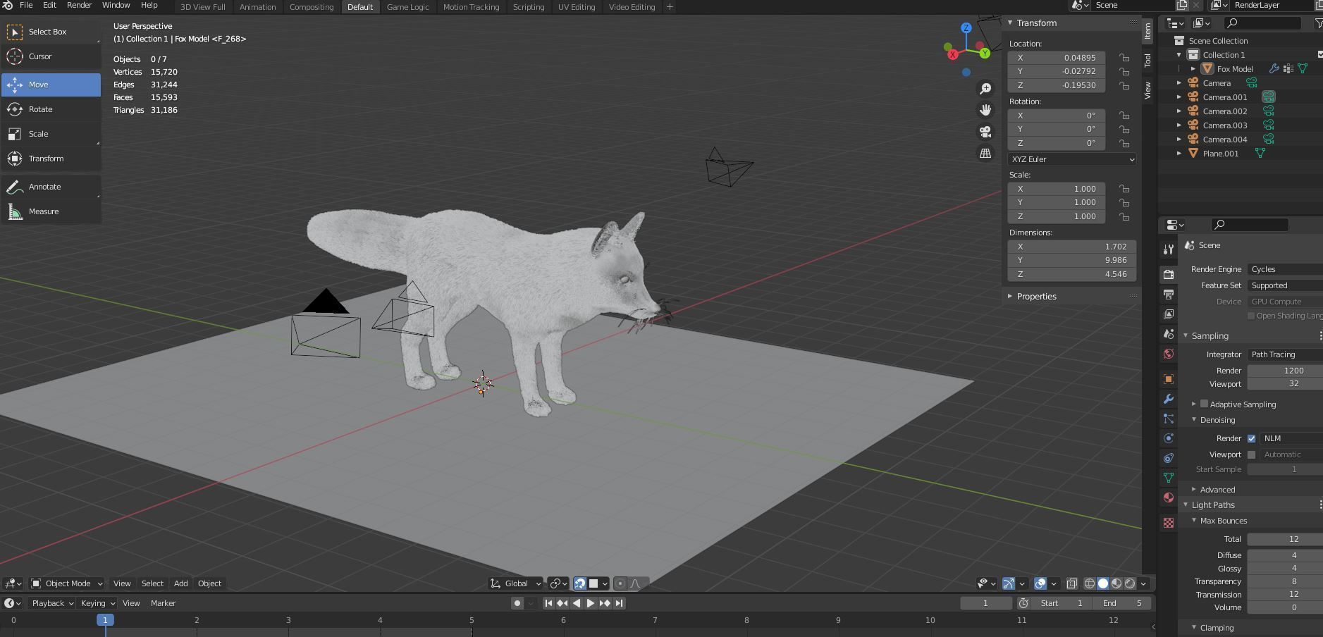 Fur Fox Rigged 02 Low-poly 3D model_10