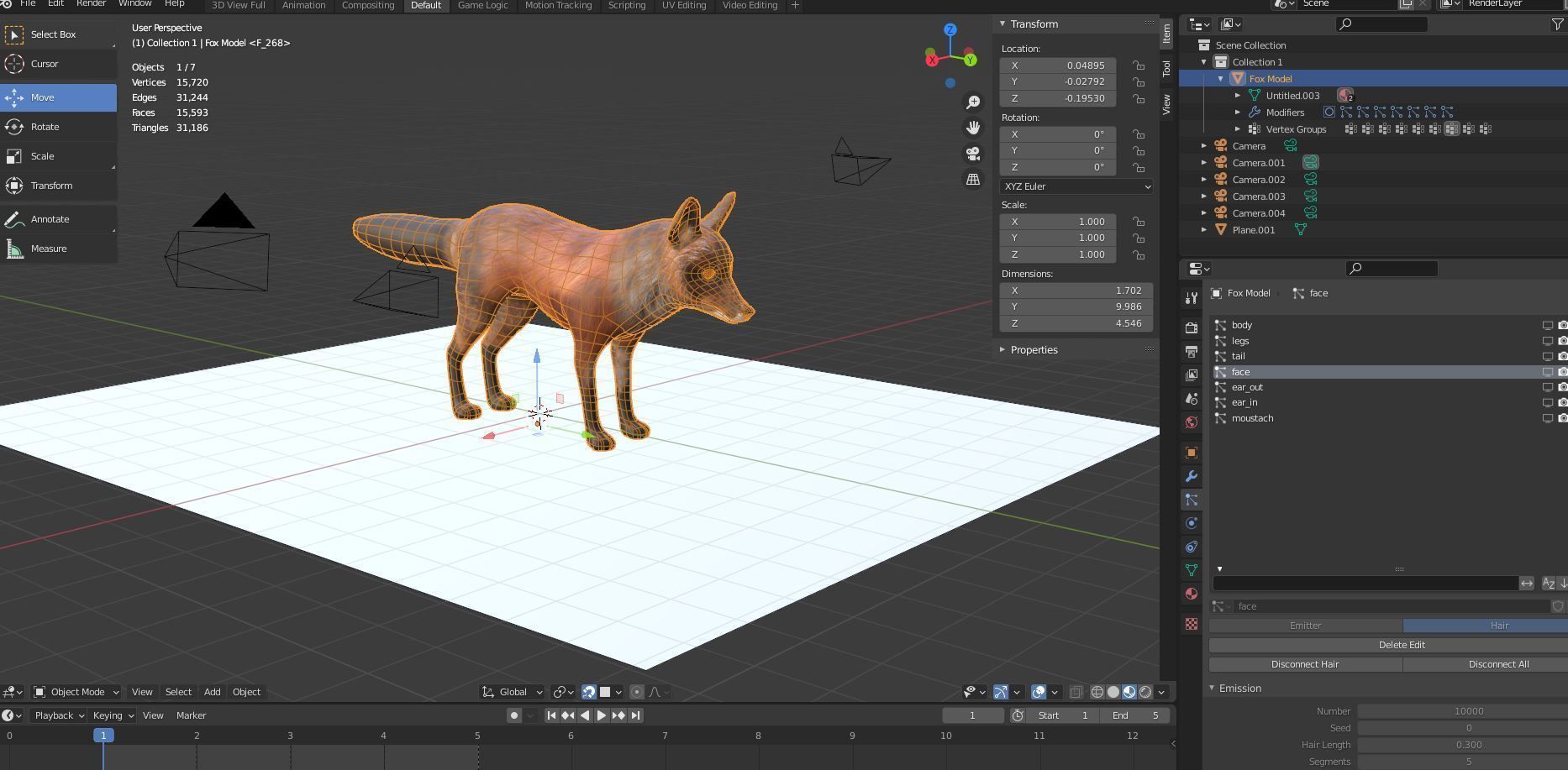 Fur Fox Rigged 02 Low-poly 3D model_13