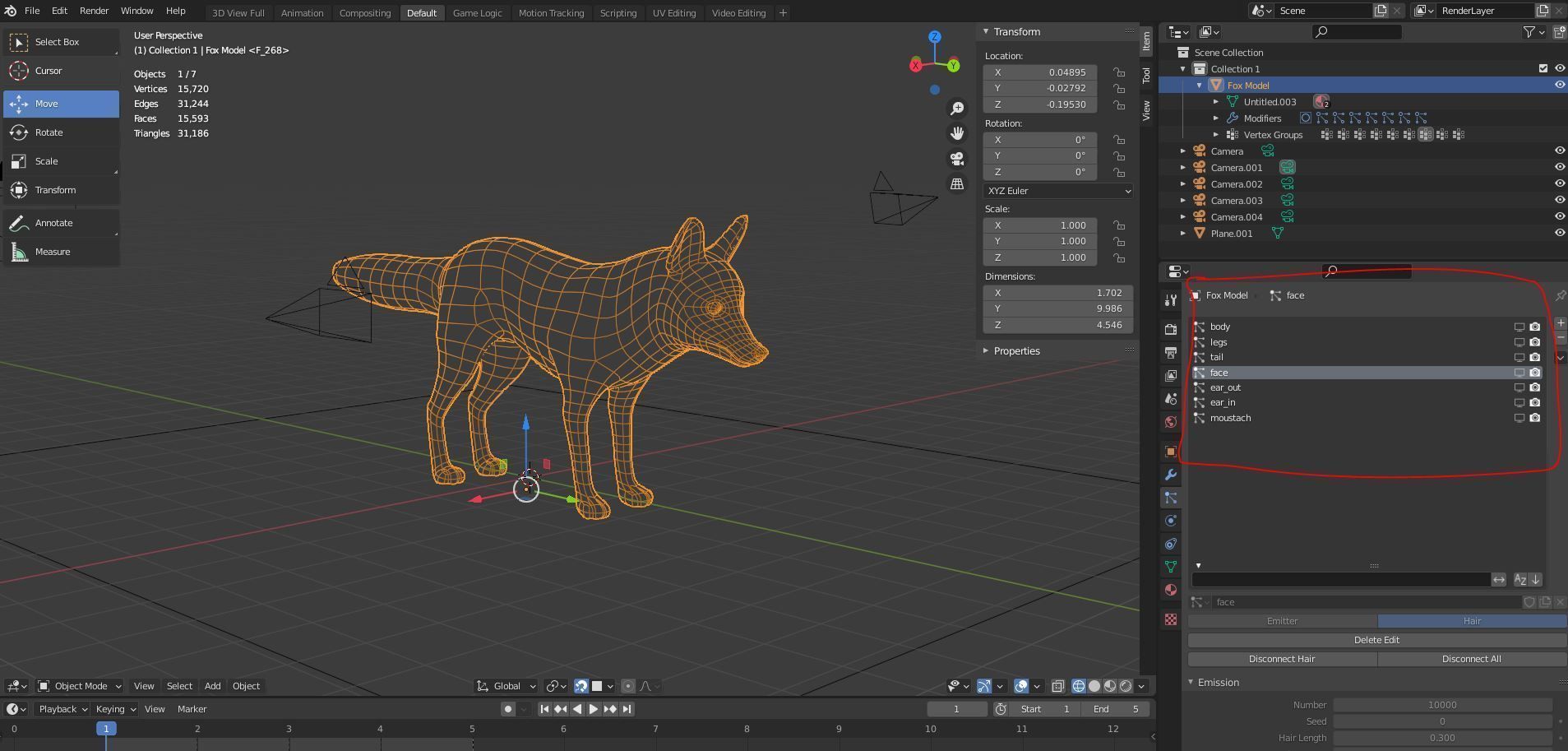 Fur Fox Rigged 02 Low-poly 3D model_12