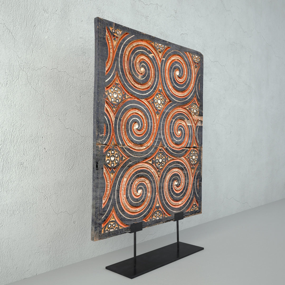 Indonesian Architectural Piece on Metal Stand 3D model_3