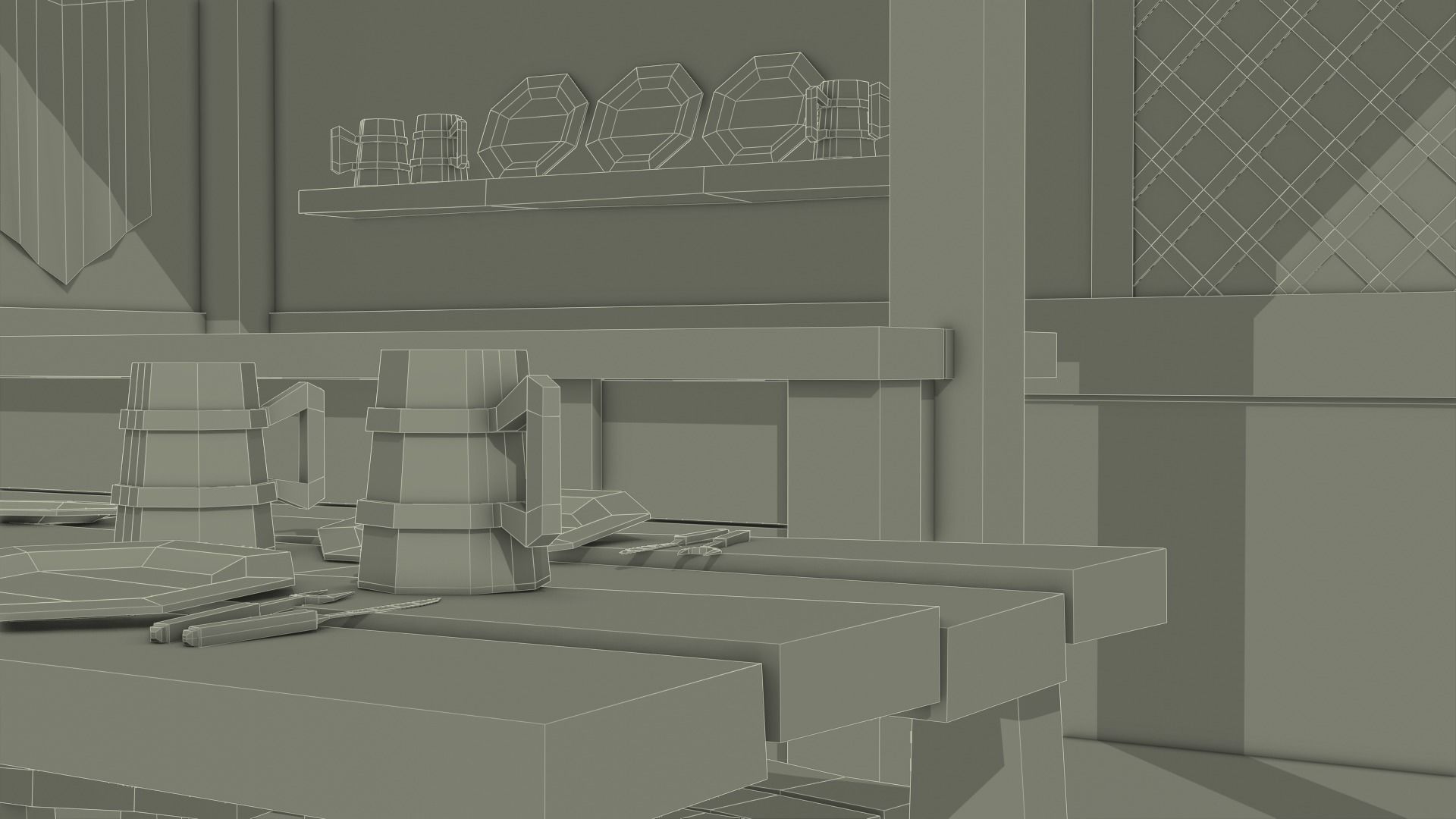 Low Poly Medieval Tavern 3D model_10