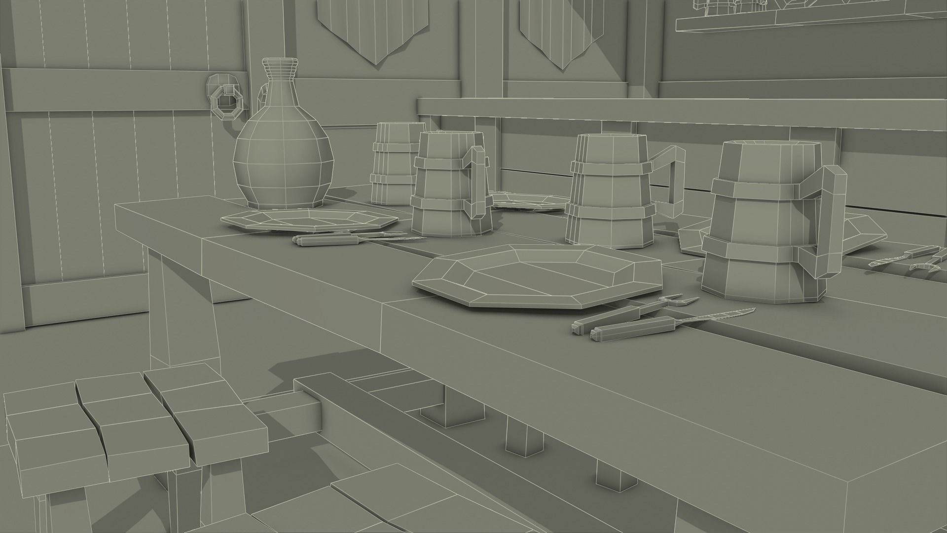 Low Poly Medieval Tavern 3D model_9