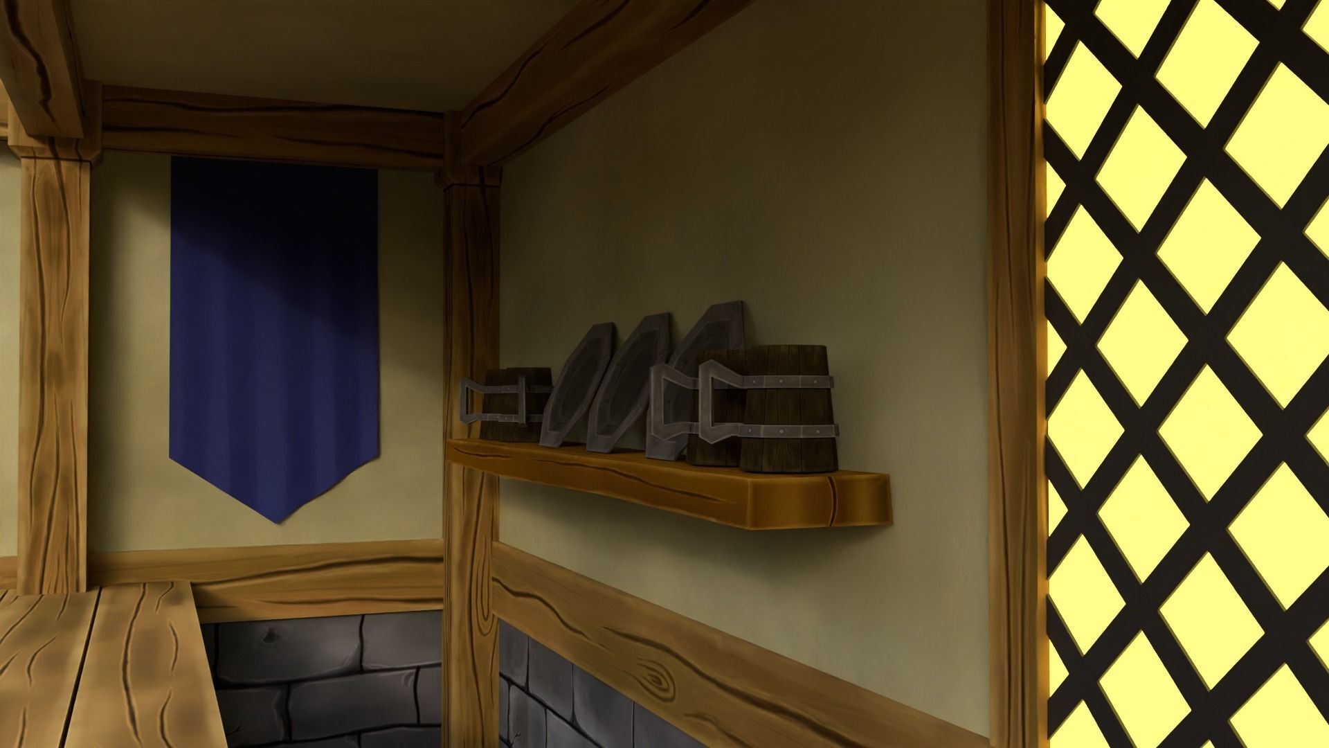 Low Poly Medieval Tavern 3D model_6