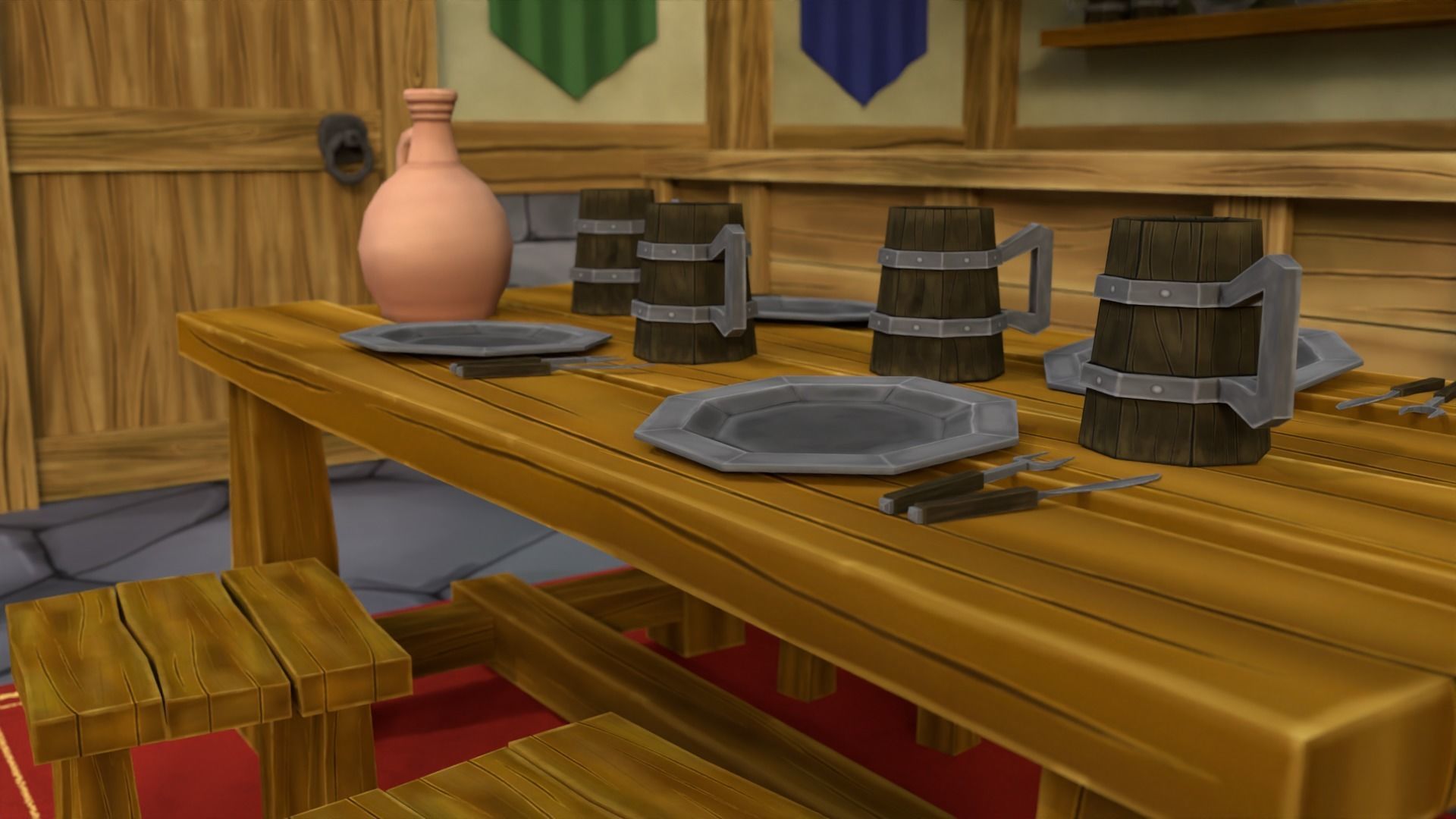 Low Poly Medieval Tavern 3D model_3