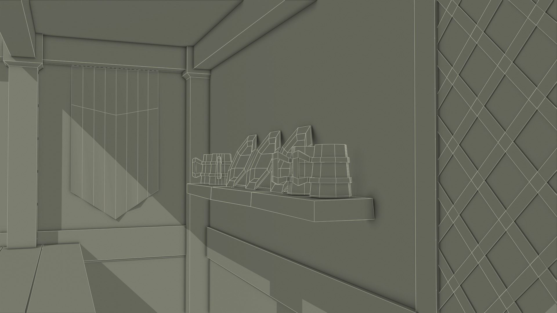 Low Poly Medieval Tavern 3D model_12