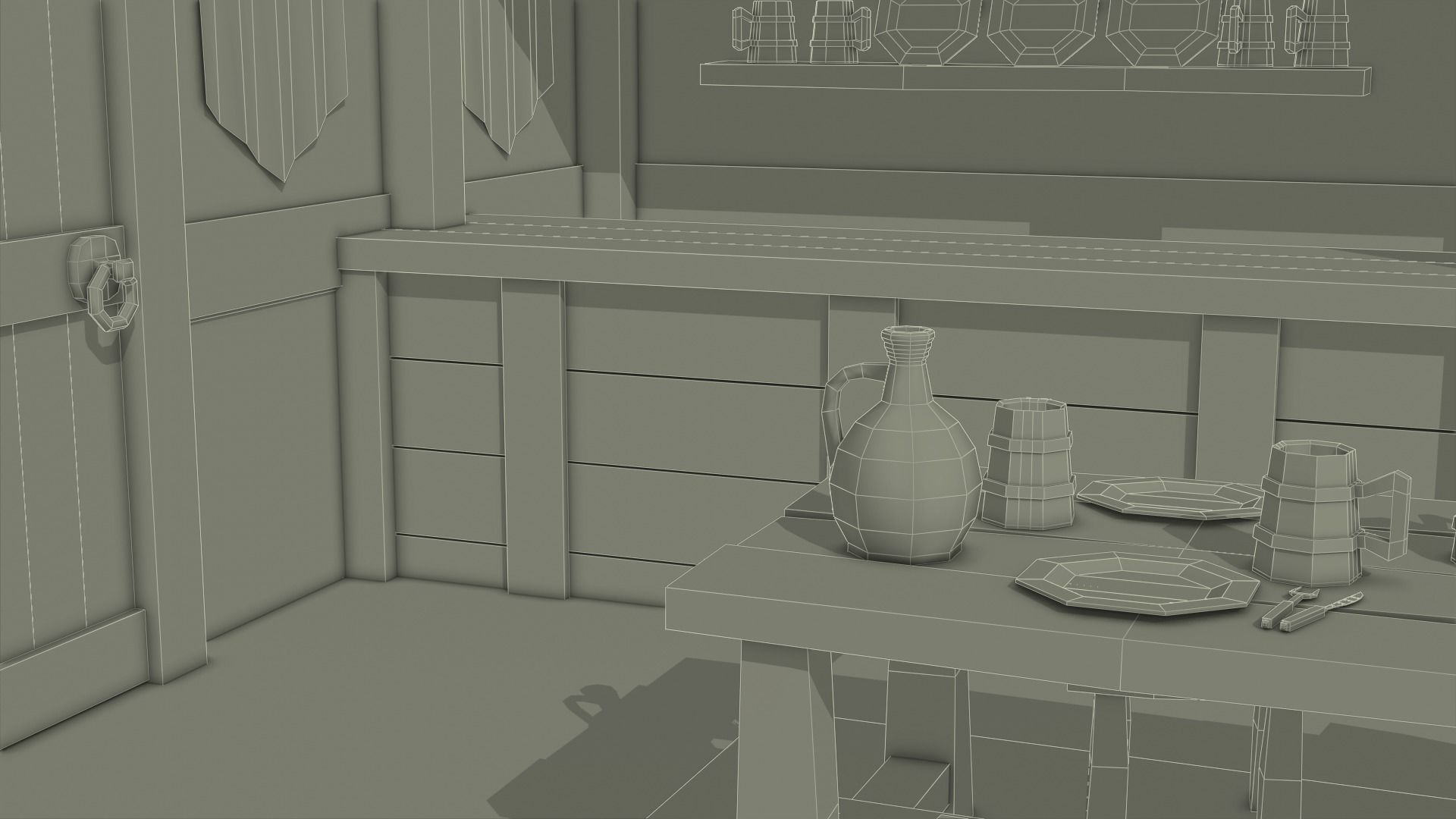 Low Poly Medieval Tavern 3D model_11