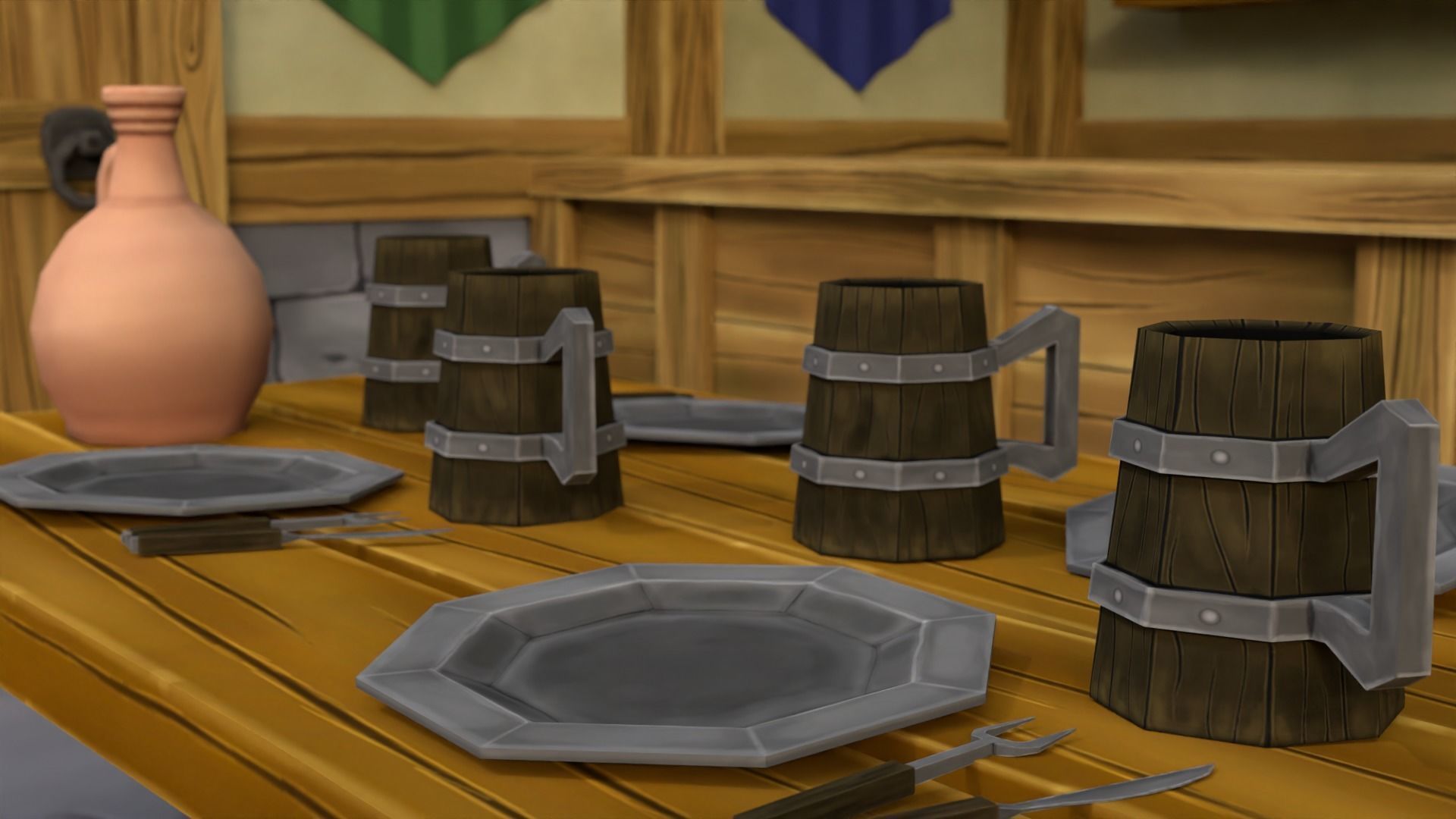 Low Poly Medieval Tavern 3D model_2