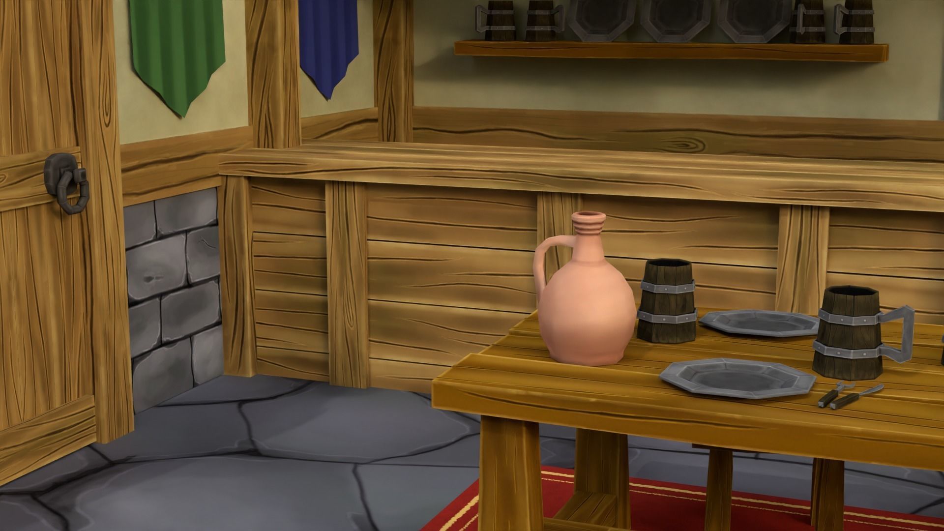 Low Poly Medieval Tavern 3D model_5