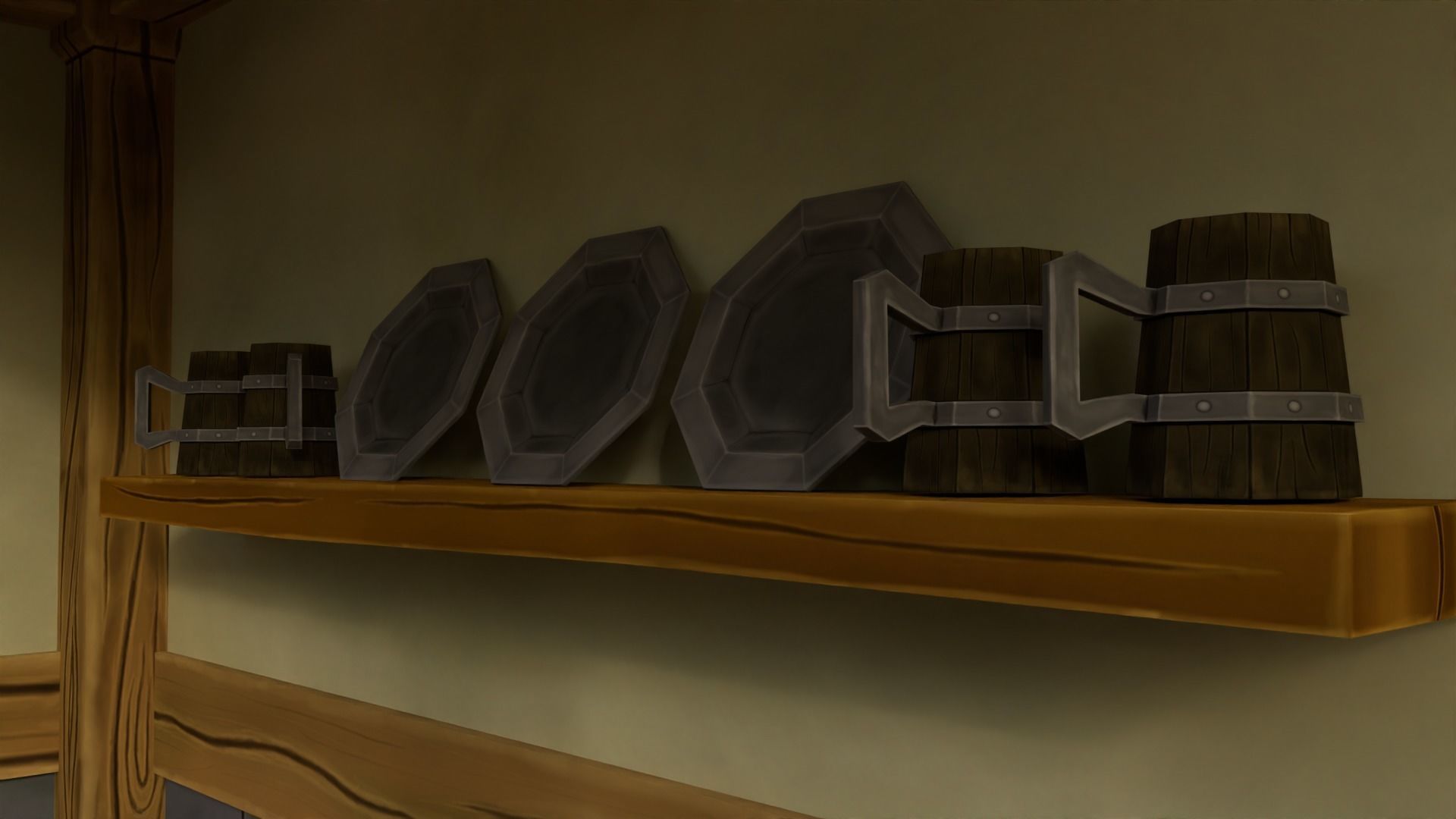 Low Poly Medieval Tavern 3D model_7