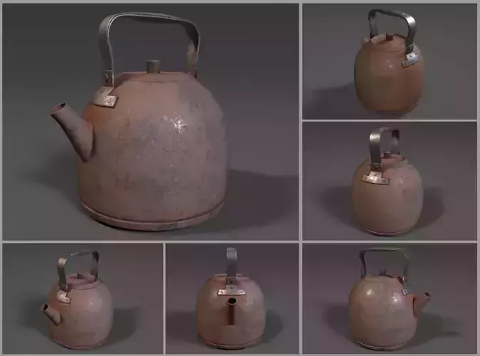 Old Stylized Rusty Kettle Low-poly 3D model