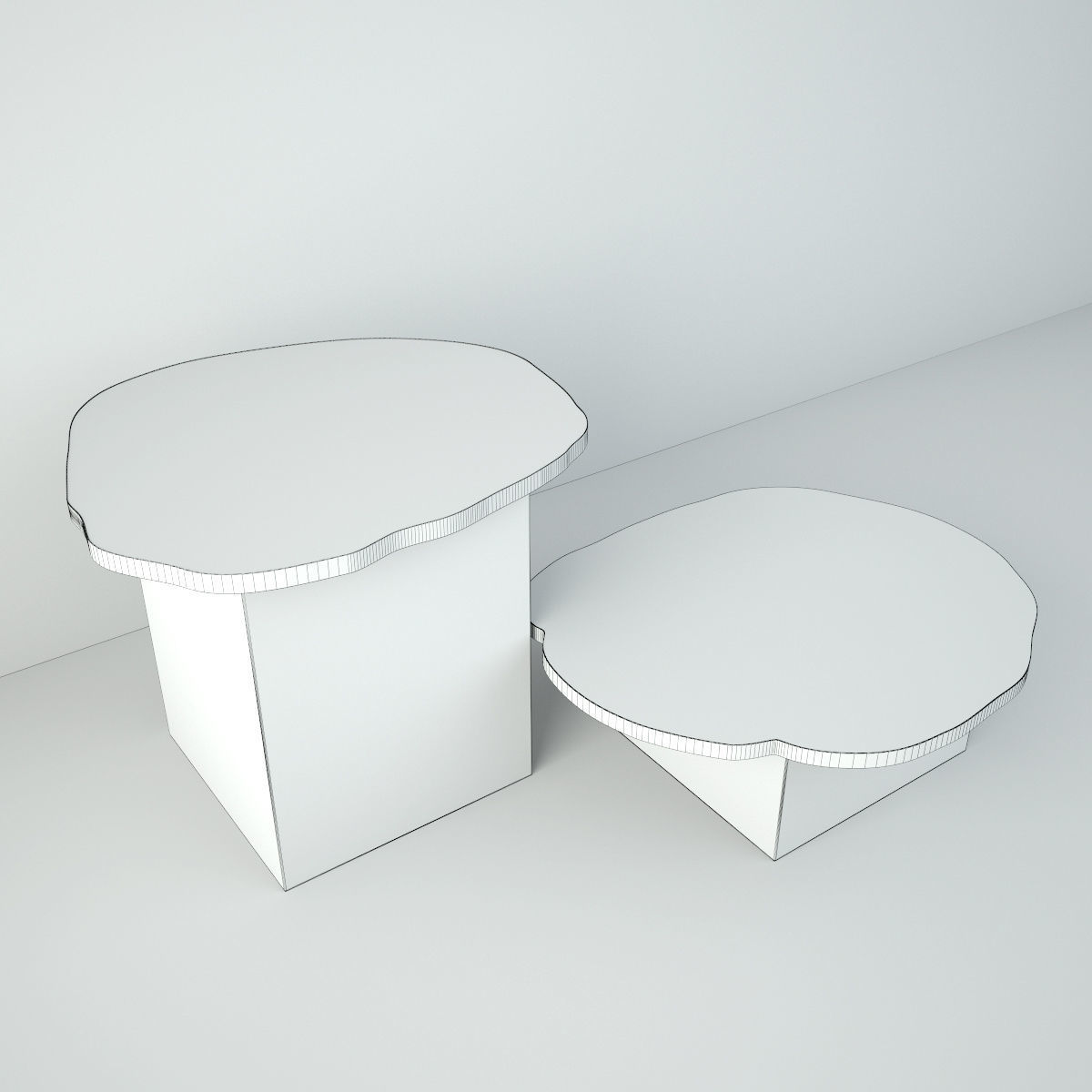 Petrified Wood Slice Coffee Tables 4 3D model_2