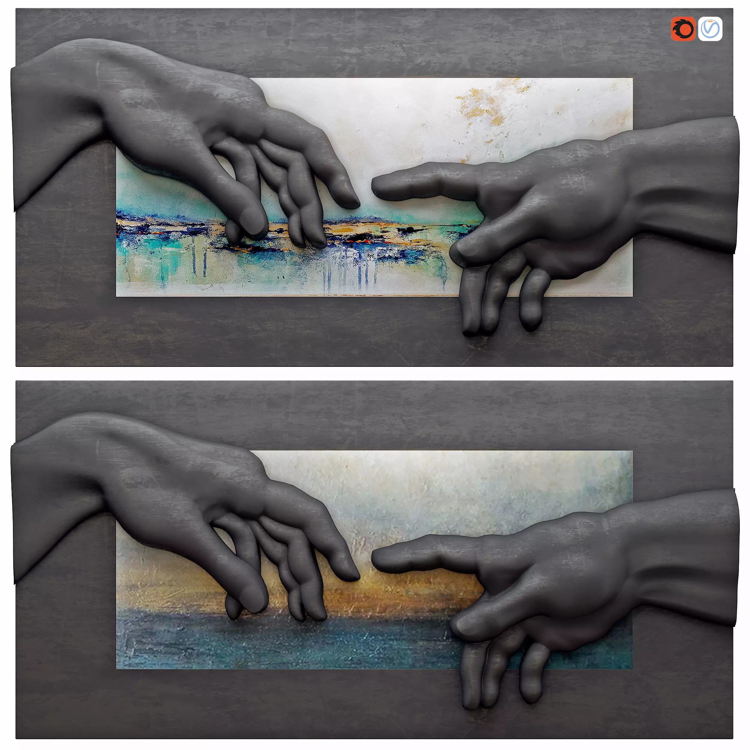 Creation of Adam by Michelangelo 4 3D model_0