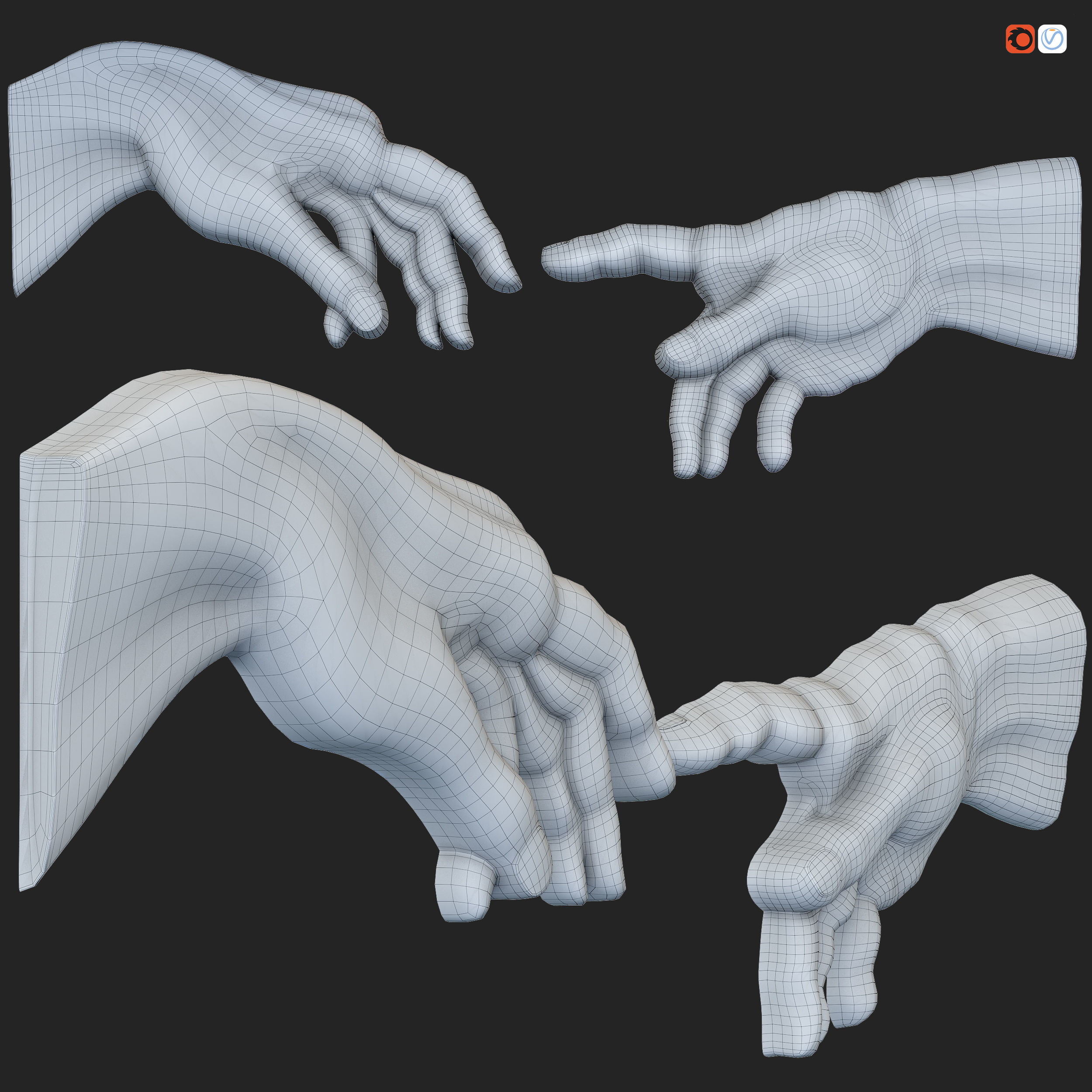 Creation of Adam by Michelangelo 4 3D model_1