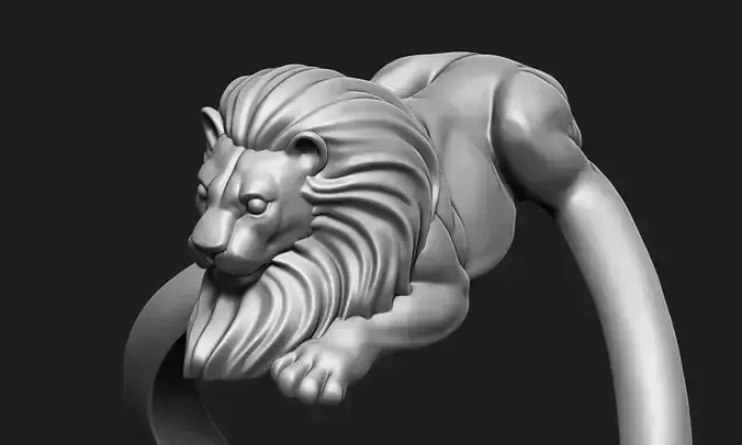 Sitting Lion Ring 3D print model