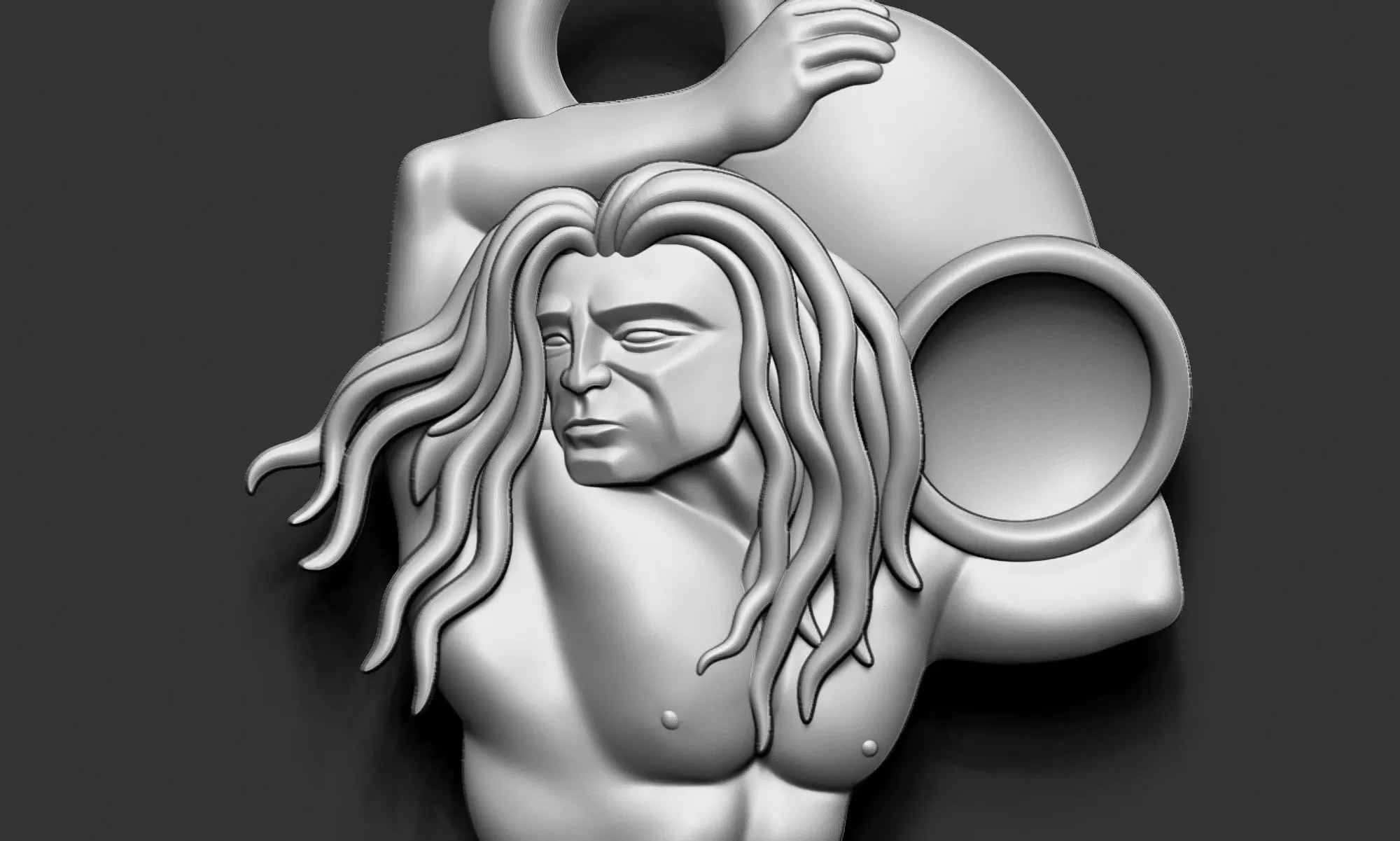 Aquarius gold pendant with woman Free 3D print model