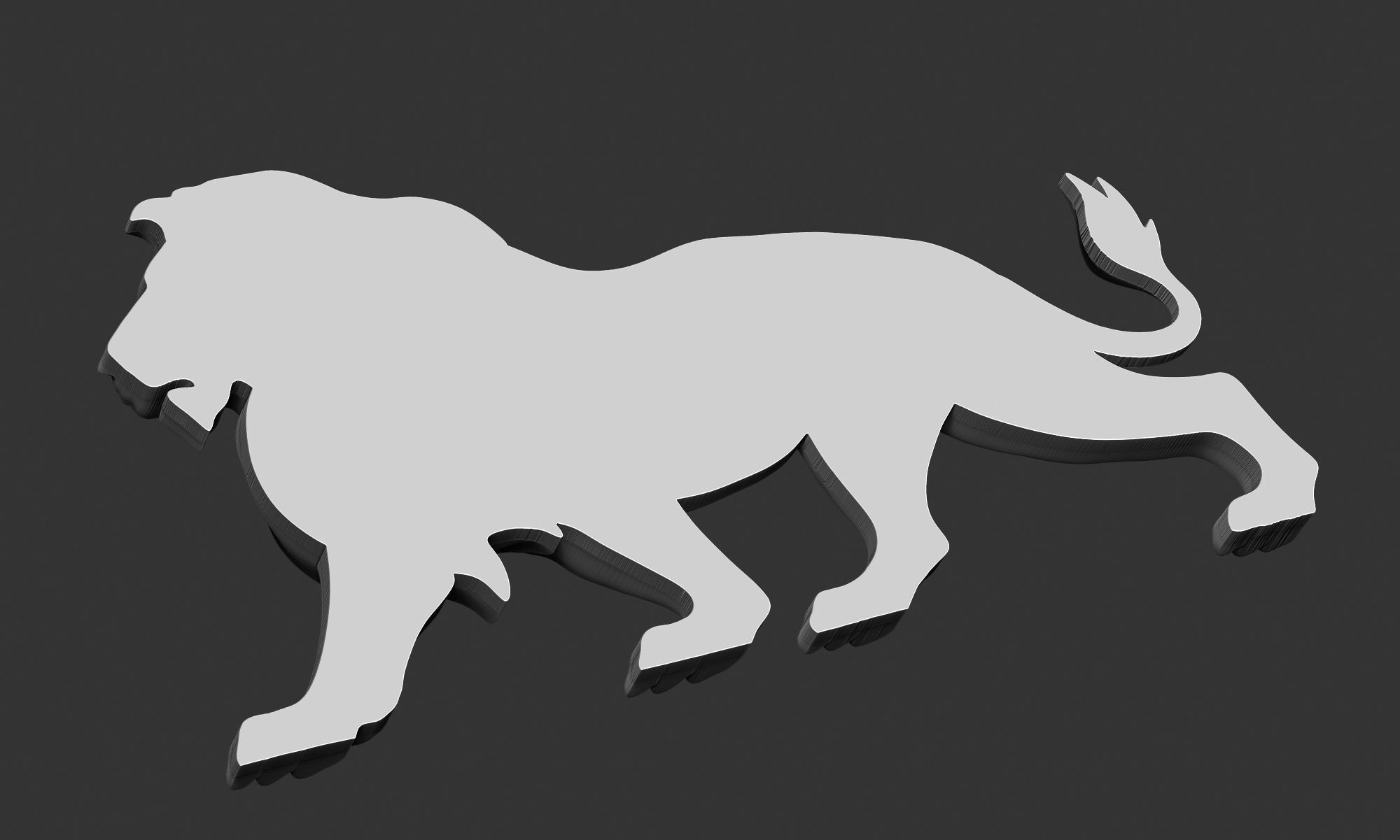 Walking Lion Relief 3D print model_3