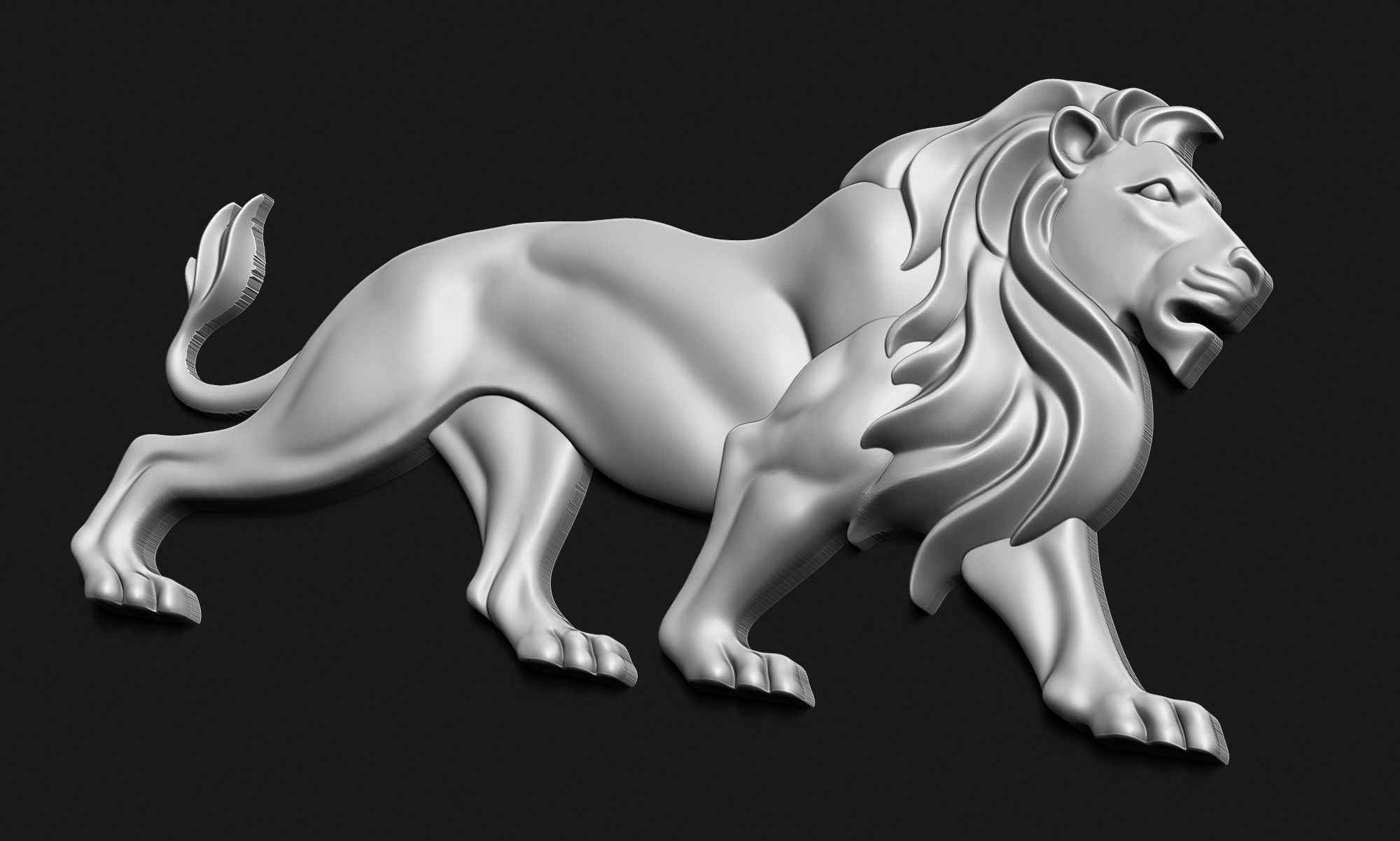Walking Lion Relief 3D print model_2