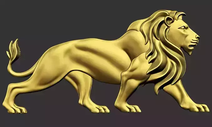 Walking Lion Relief 3D print model