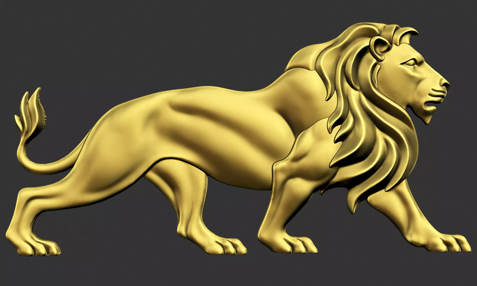 Walking Lion Relief 3D print model_0