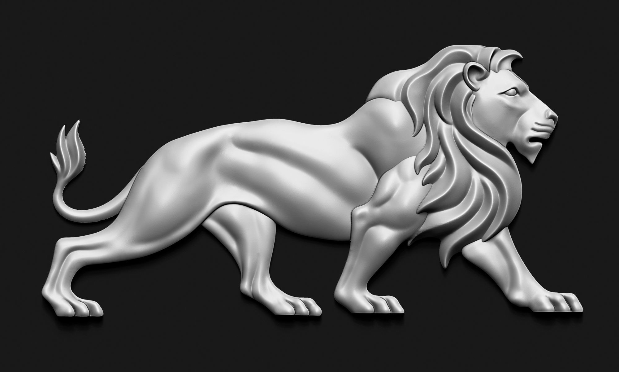 Walking Lion Relief 3D print model_7
