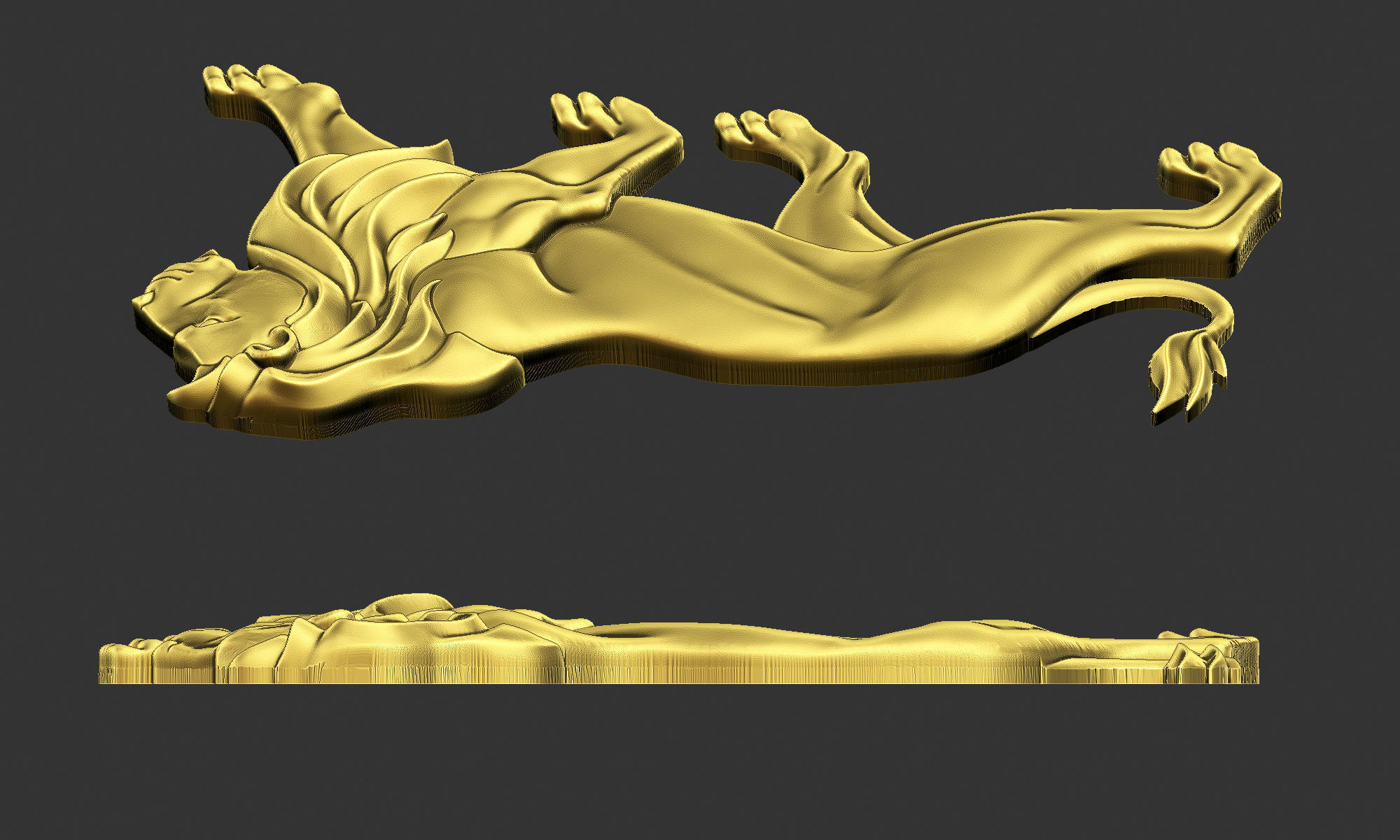 Walking Lion Relief 3D print model_5