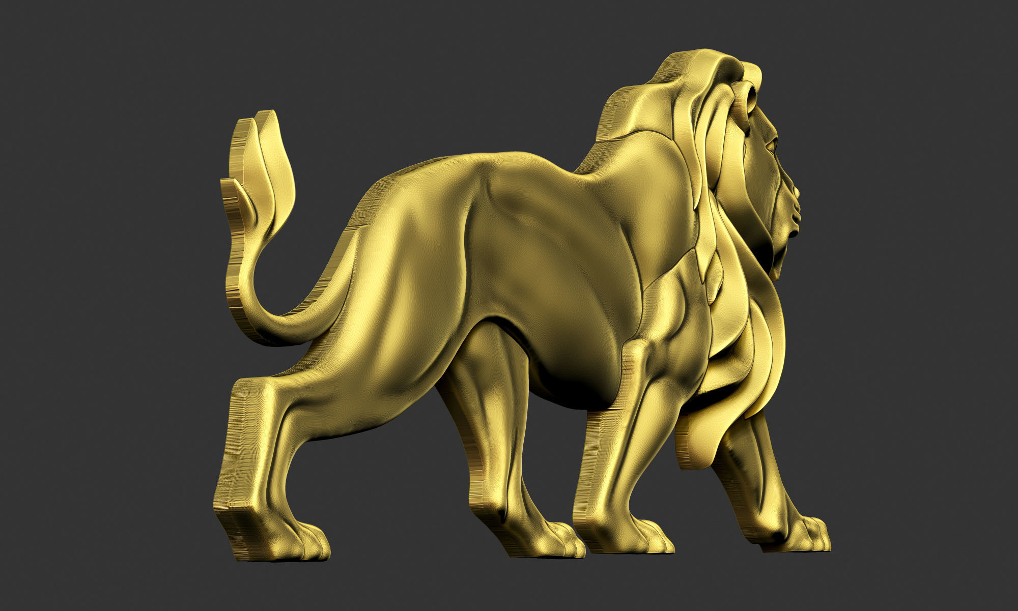 Walking Lion Relief 3D print model_4