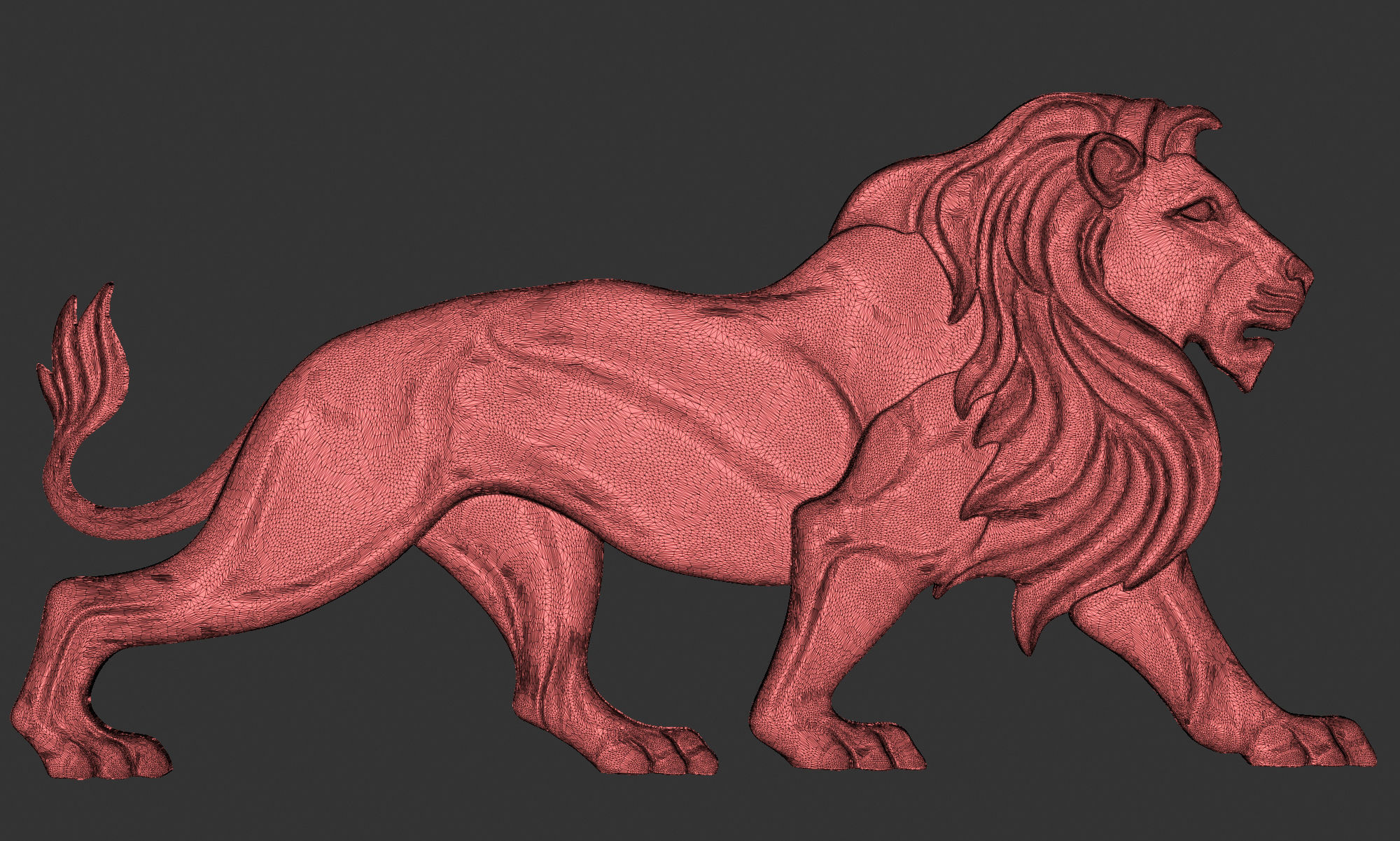 Walking Lion Relief 3D print model_6